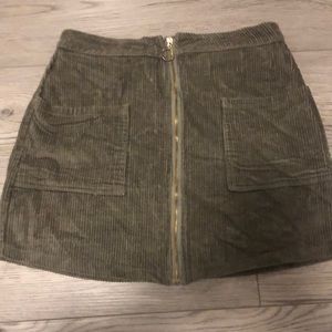 Green zip up skirt